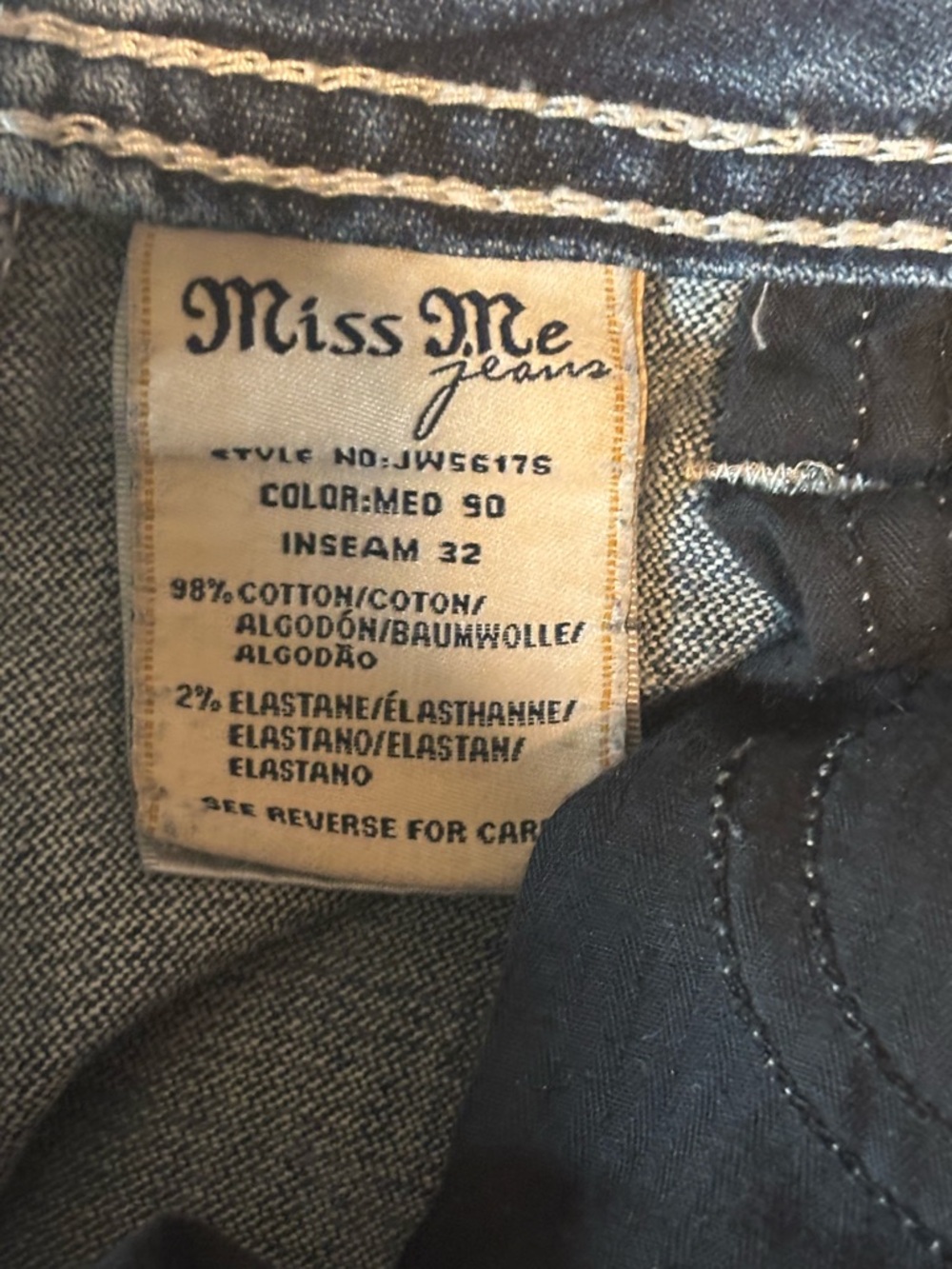 Women’s Miss Me Jeans Size 28 Skinny Inseam 32 Jw5617S Rhinestone Embellished - Picture 8 of 9
